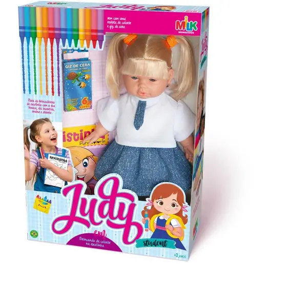 BONECA JUDY STUDENT 34CM COM GIZ E LIVRO - MILK