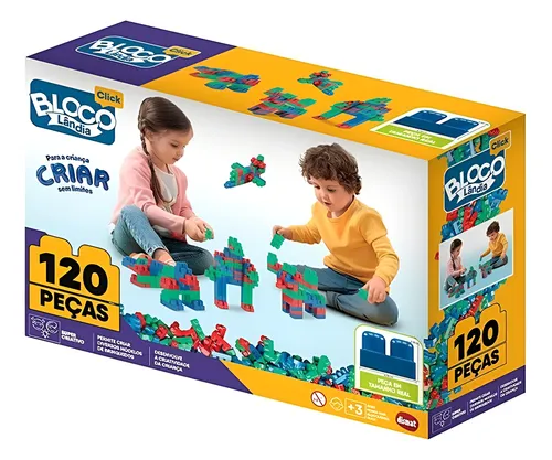 BRINQUEDO PARA MONTAR MAIS  BLOCOLÂNDIA CLICK 120 PEÇAS - DISMAT