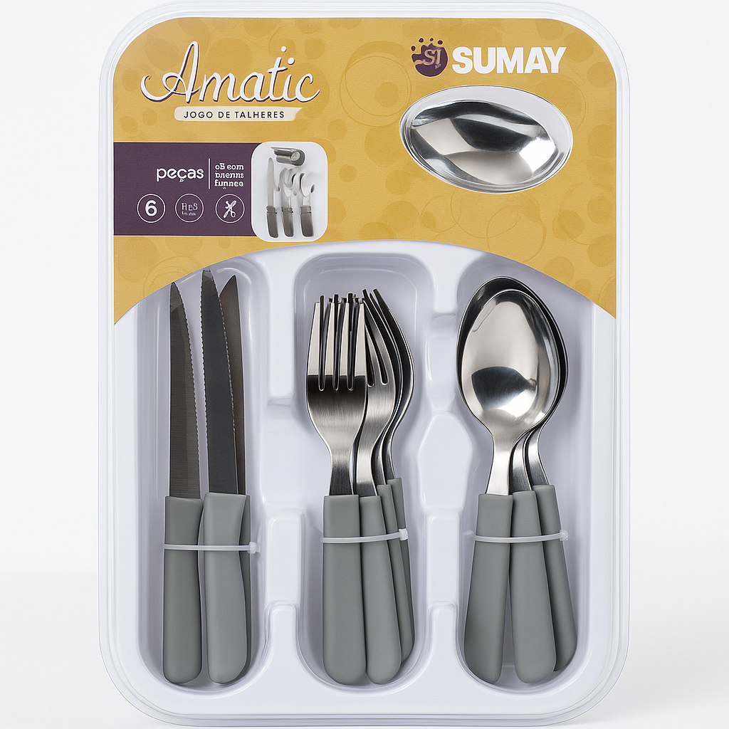 JOGO DE TALHERES AMATIC CINZA SUMAY