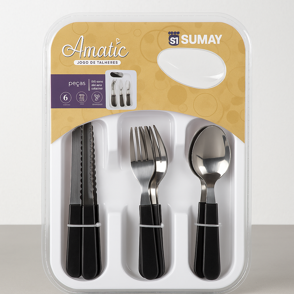 JOGO DE TALHERES AMATIC PRETO SUMAY