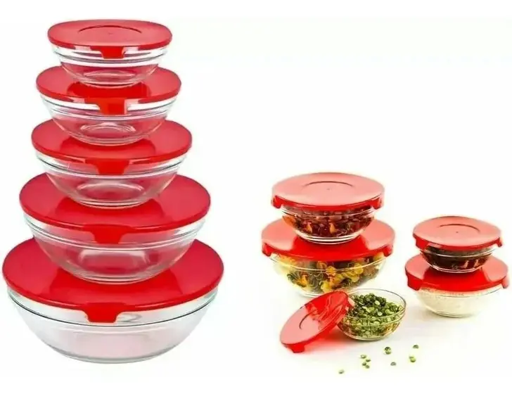 CONJUNTO POTES DE VIDRO 5 PEÇAS COM TAMPA THIKA