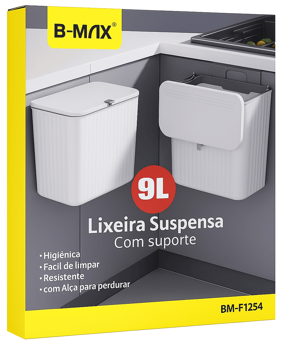 LIXEIRA SUSPENSA COM SUPORTE 9L B-MAX
