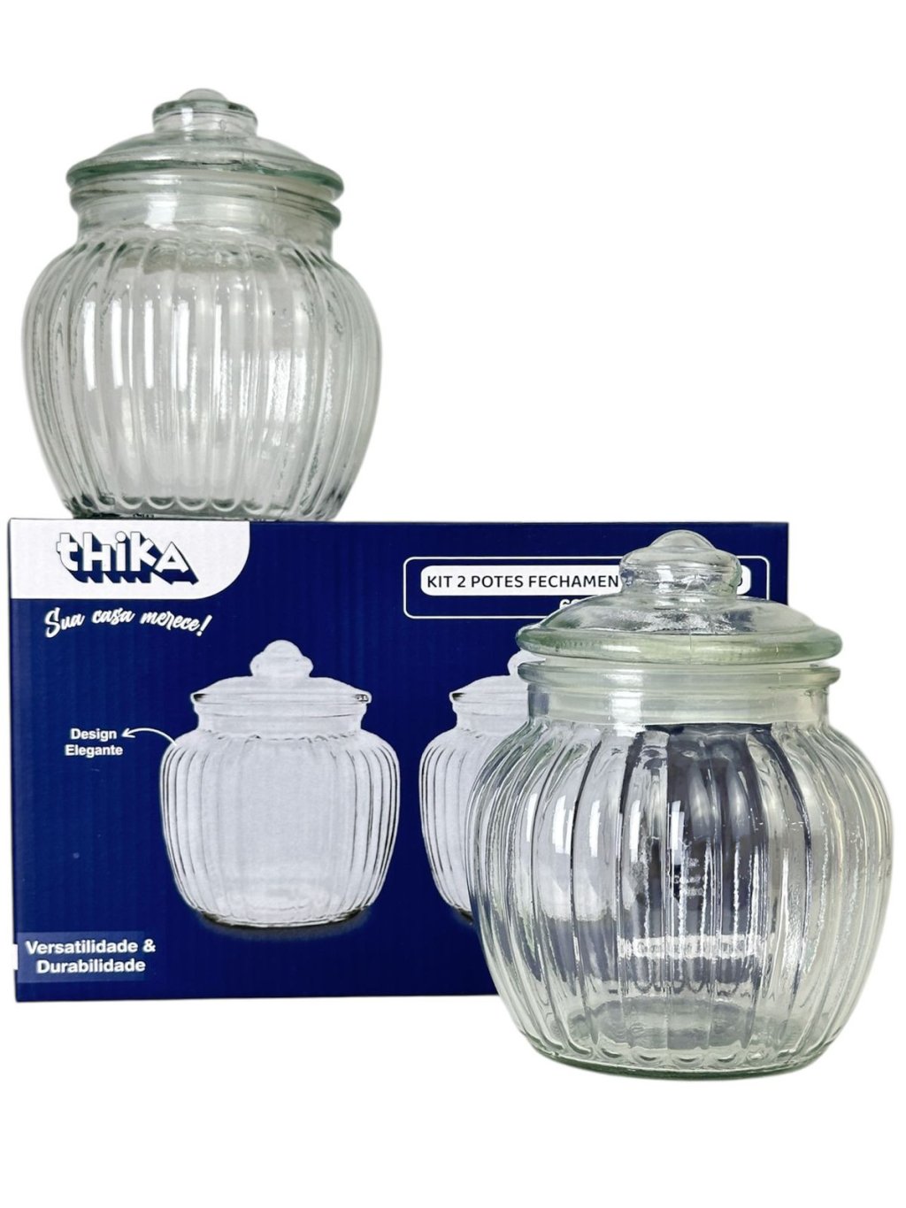 KIT 2 POTES HERMÉTICOS VIDRO THIKA