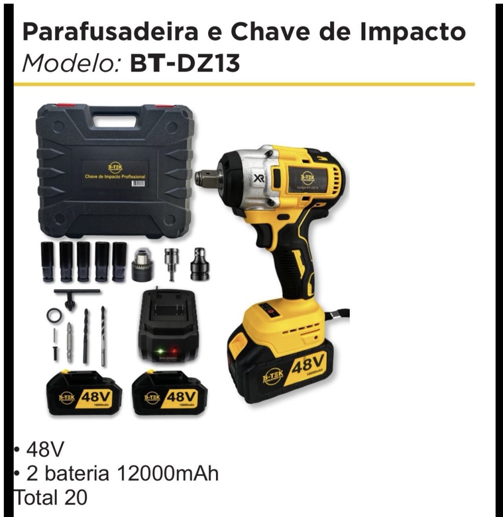 PARAFUSADEIRA E CHAVE DE IMPACTO B-TEK
