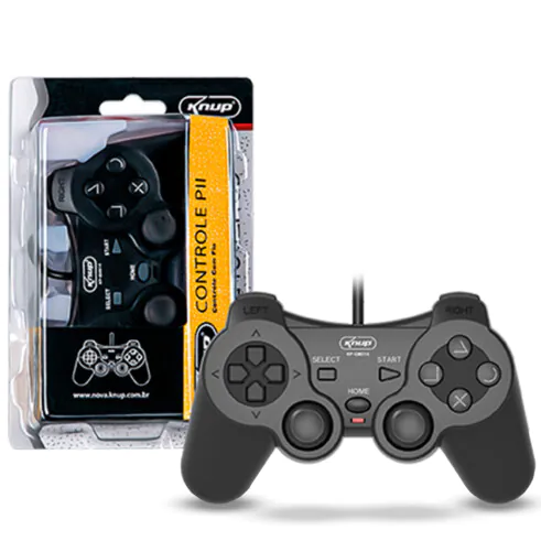 CONTROLE JOYSTICK PARA PS2 DUALSHOCK COM FIO KNUP 