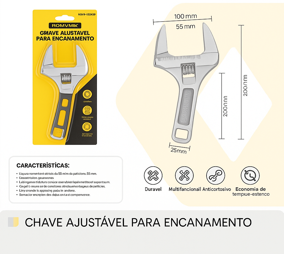 CHAVE AJUSTÁVEL PARA ENCANAMENTO BOMVINK