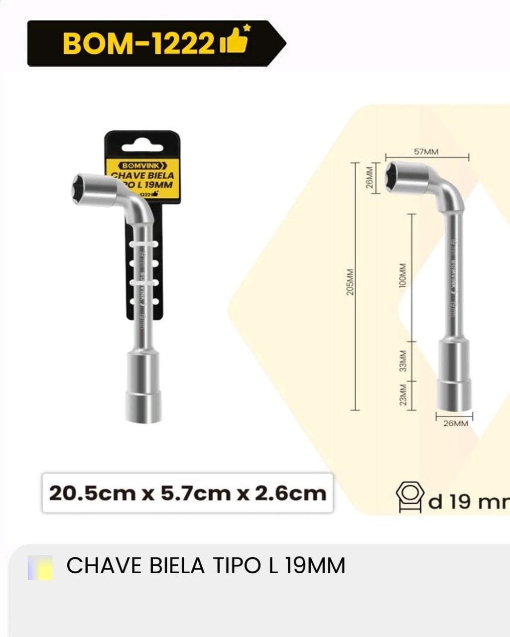 CHAVE BIELA TIPO L 19MM BOMVINK