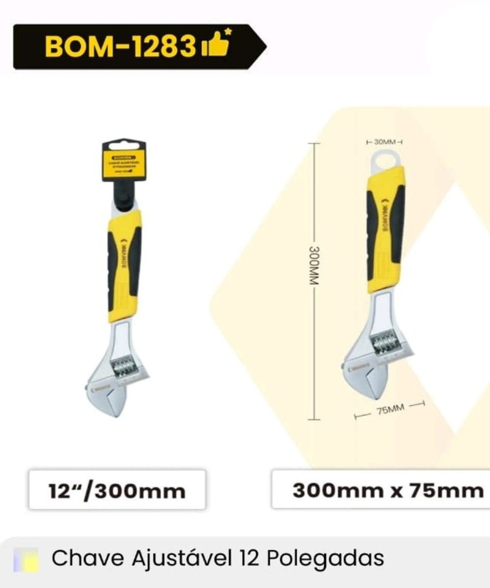 CHAVE AJUSTÁVEL 12 POLEGADAS BOMVINK