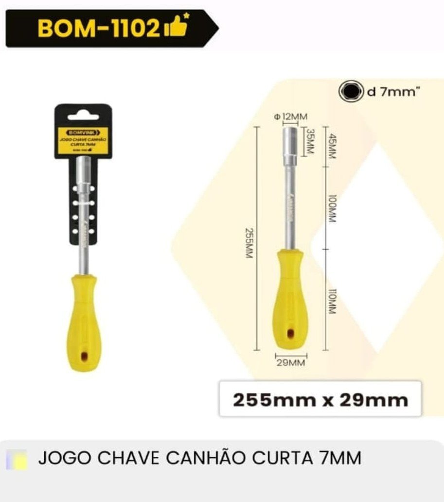 CHAVE CANHÃO CURTA 7MM BOMVINK