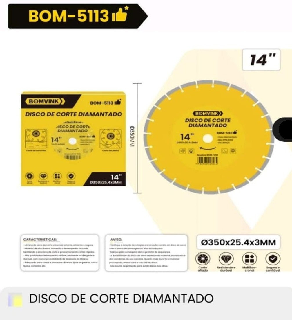 DISCO DE CORTE DIAMANTADO BOMVINK