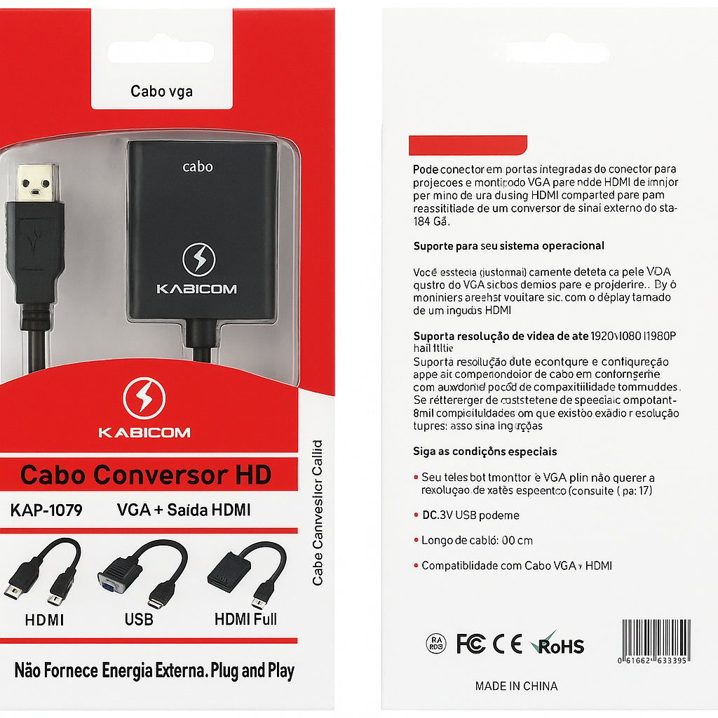 CONVERSOR VGA PARA HDMI KAPBOM