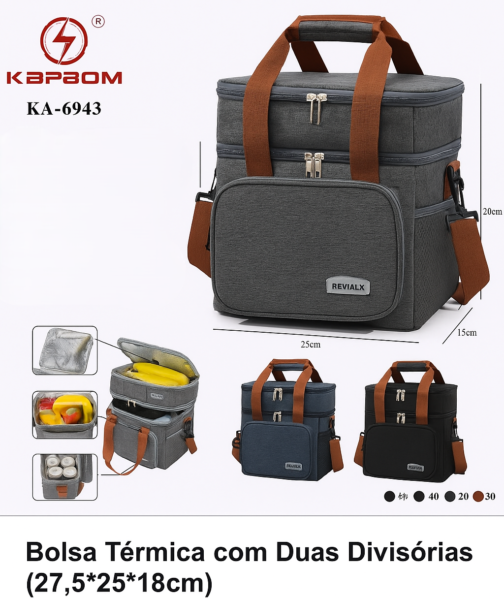 BOLSA TÉRMICA COM DUAS DIVISÓRIAS KAPBOM