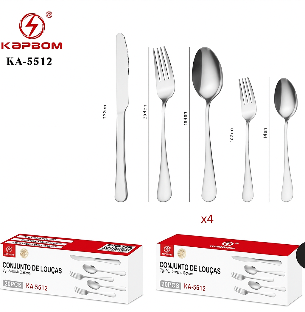 JOGO DE TALHERES INOX 20 PEÇAS KAPBOM