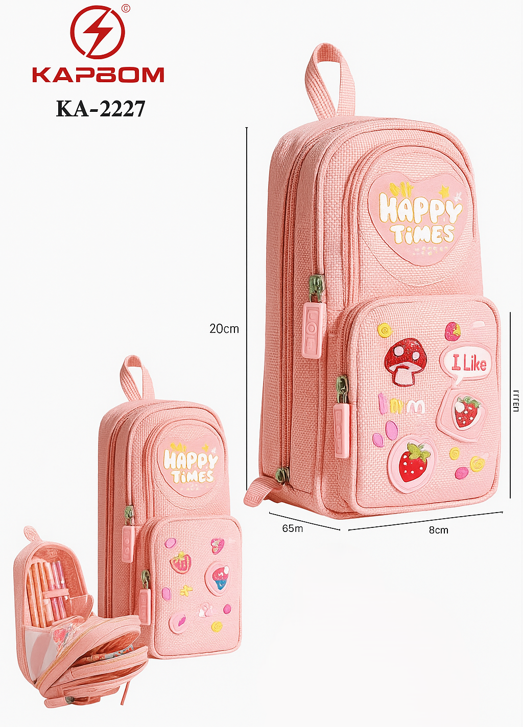 ESTOJO ESCOLAR MOCHILINHA ROSA KAPBOM