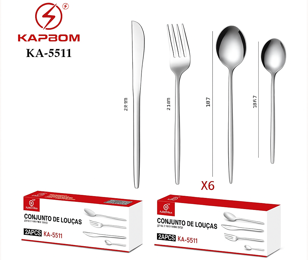 JOGO DE TALHERES INOX 24 PEÇAS KAPBOM