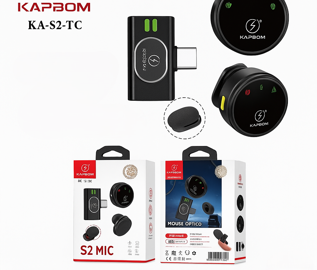 MICROFONE DE LAPELA SEM FIO TIPO C KAPBOM
