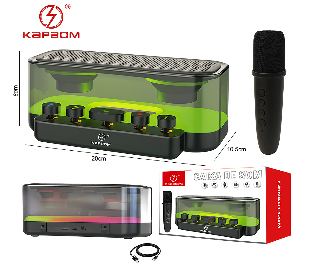 CAIXA DE SOM BT/USB COM MICROFONE KAPBOM