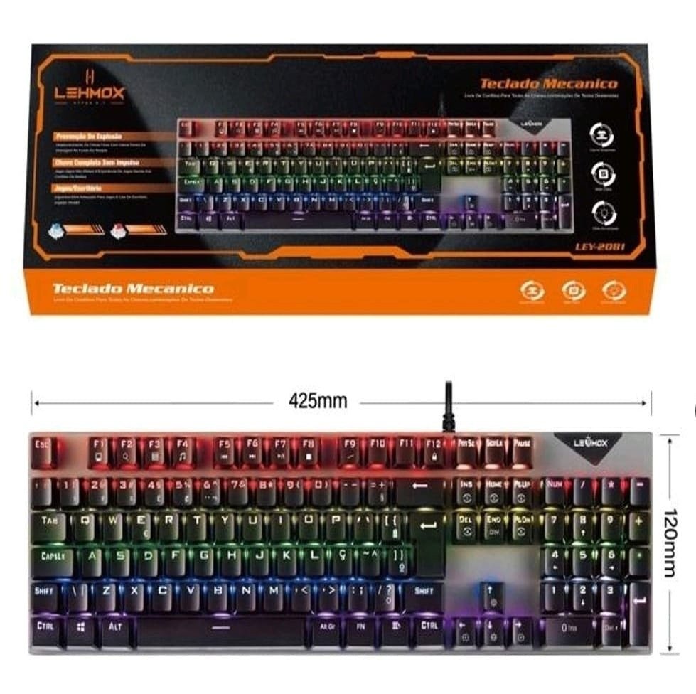 TECLADO MECÂNICO RGB LEHMOX