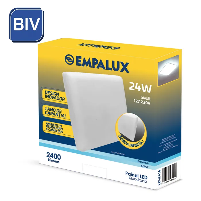 PAINEL LED QUADRADO 1920 LÚMENS 24W EMPALUX