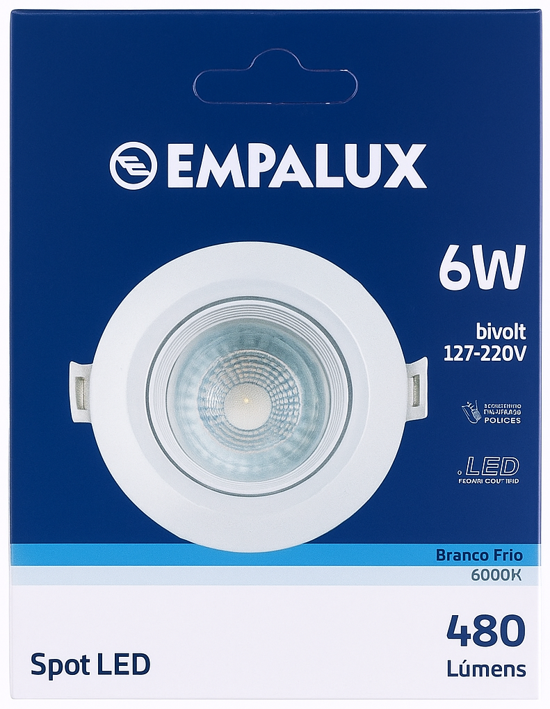 SPOT LED REDONDA 480 LÚMENS 6W EMPALUX