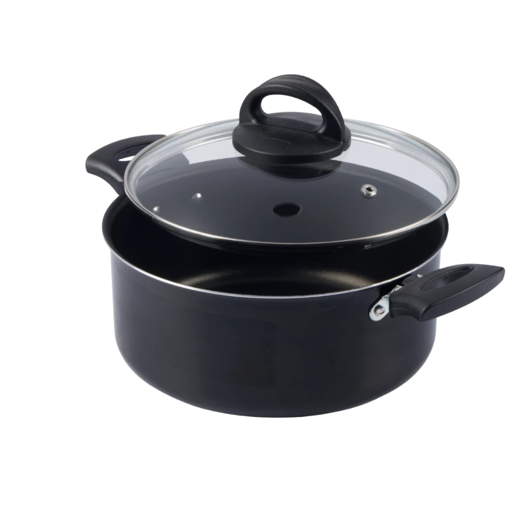 PANELA CAÇAROLA 18 ANTIADERENTE COM TAMPA DE VIDRO ALUMÍNIO NACIONAL