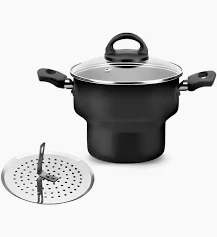 CUSCUZEIRA 16 COM TAMPA DE VIDRO ALUMÍNIO NACIONAL