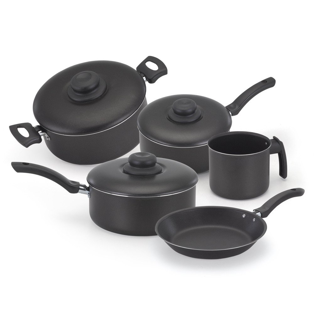 CONJUNTO DE PANELA 5 PEÇAS TRADICIONAL BLACK ALUMÍNIO NACIONAL