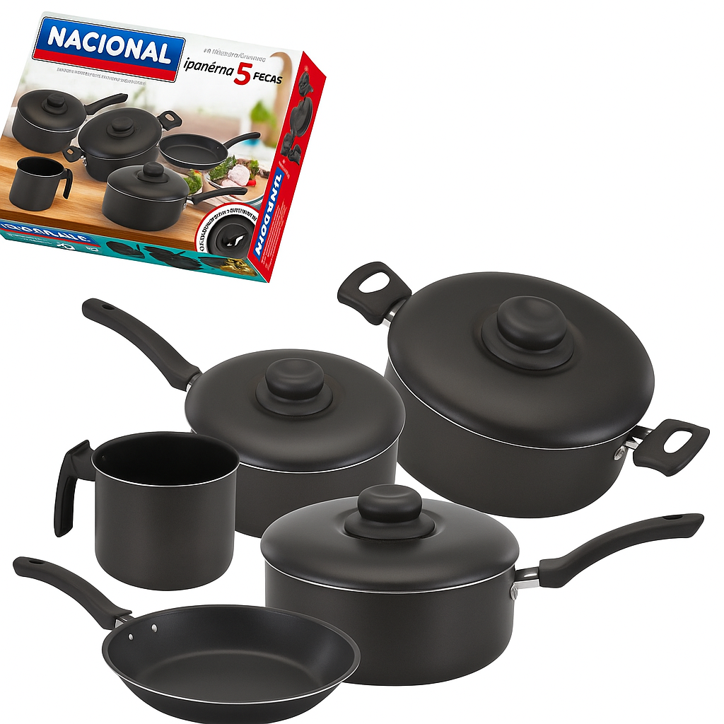 CONJUNTO DE PANELA 5 PEÇAS ALUMÍNIO NACIONAL