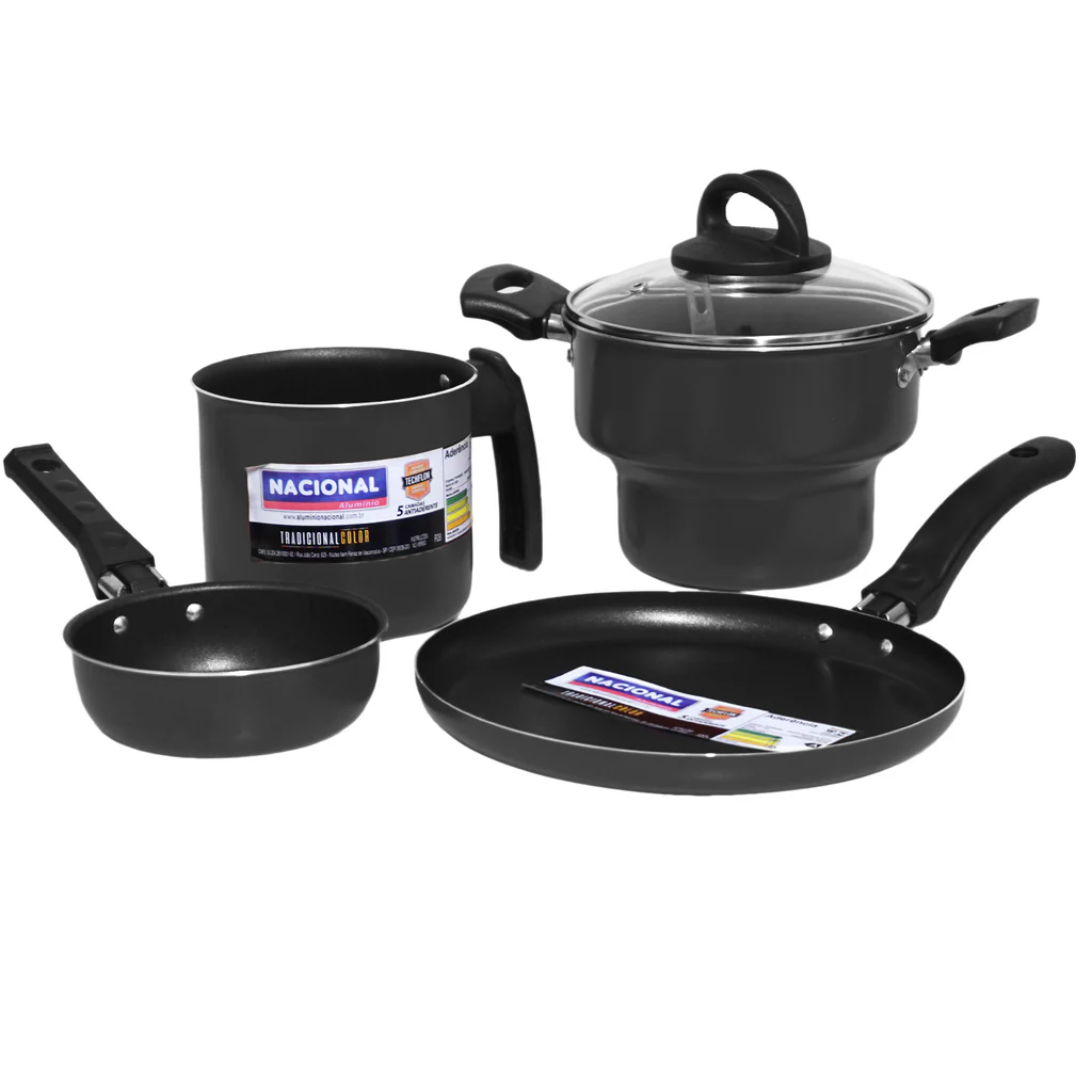 CONJUNTO 4 PEÇAS PRETO-CARUARU ALUMÍNIO NACIONAL