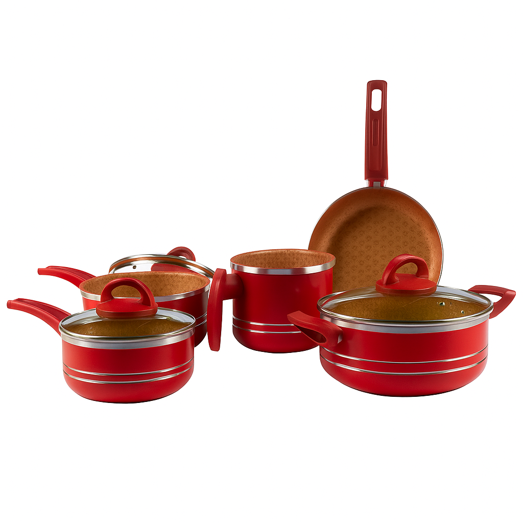 CONJUNTO 5 PEÇAS IPANEMA-VERMELHO ALUMÍNIO NACIONAL