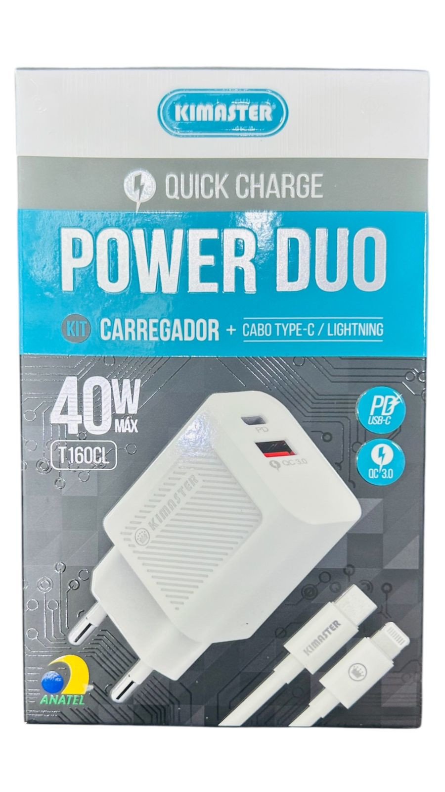 CARREGADOR TURBO 40W LIGHTNING KIMASTER