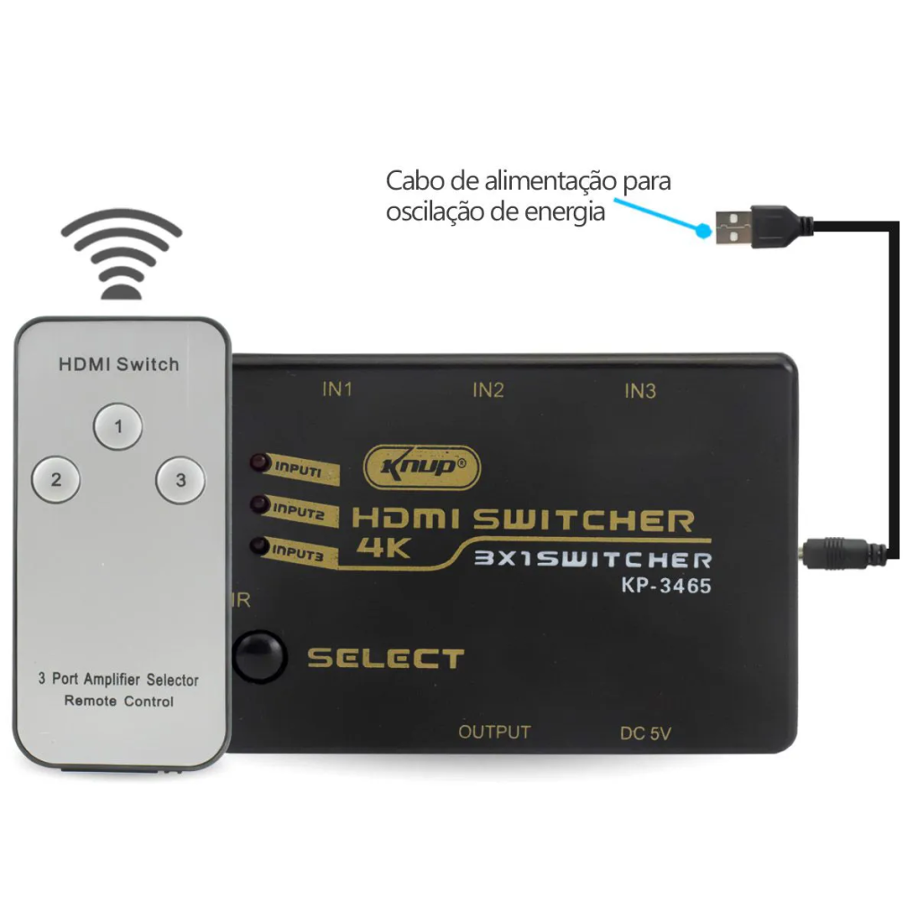 HUB SWITCH HDMI 4K KNUP 