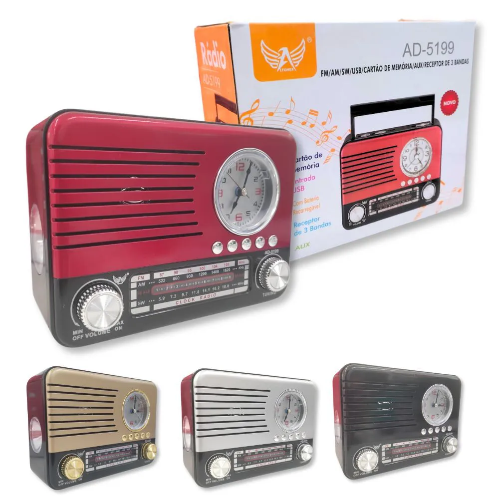 RÁDIO FM RECEPTOR DE 3 BANDAS ALTOMEX