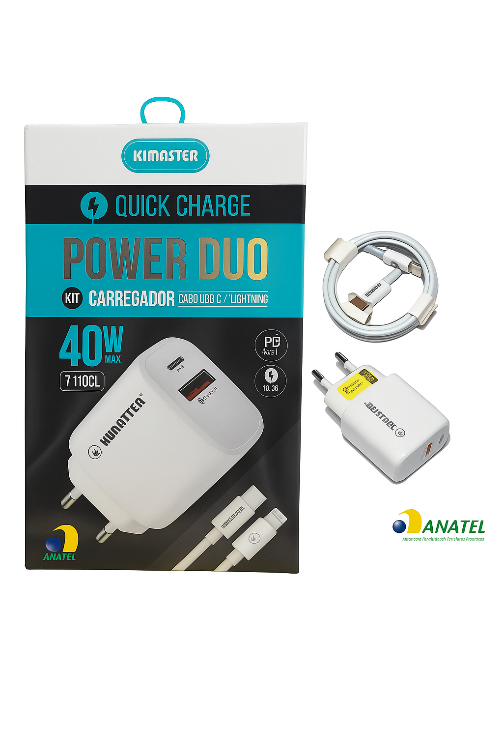 CARREGADOR POWER DUO USB-C LIGHTNING KIMASTER