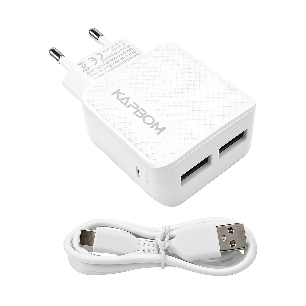 CARREGADOR V8 2USB KAPBOM