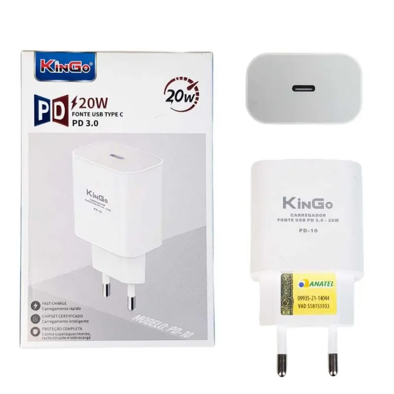 FONTE DE CARREGAMENTO USB-C 20W  KINGO 