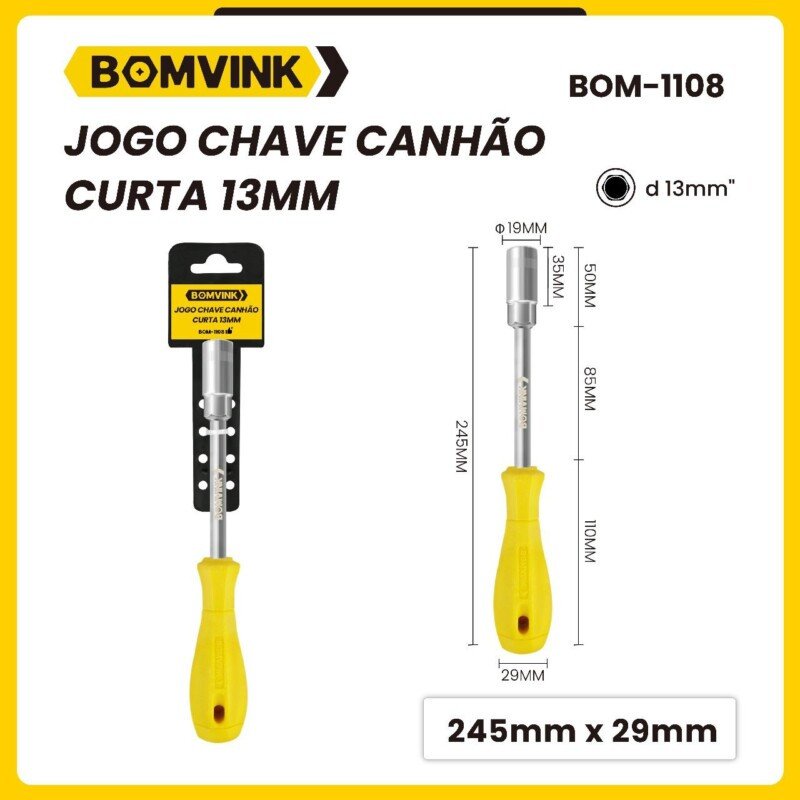 CHAVE CANHÃO CURTA 13MM BOMVINK 