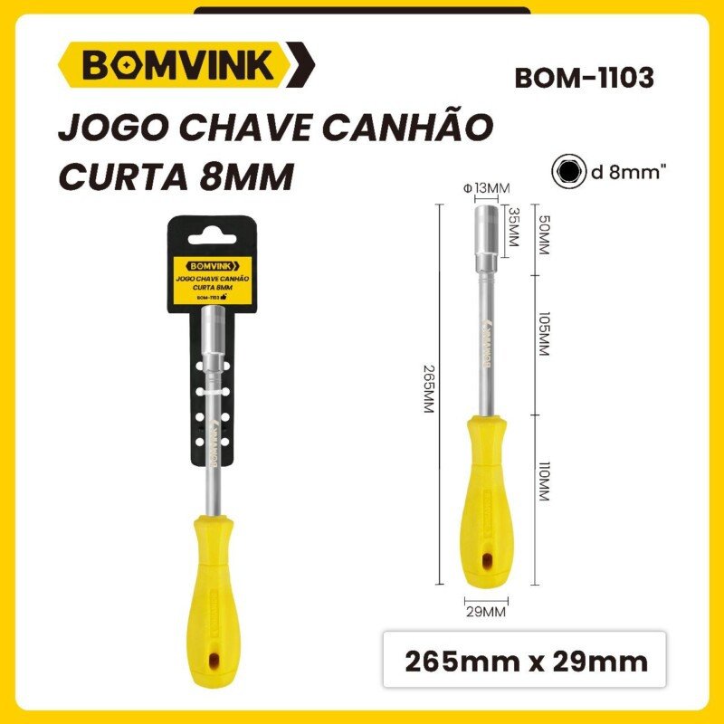 CHAVE CANHÃO CURTA 8MM BOMVINK
