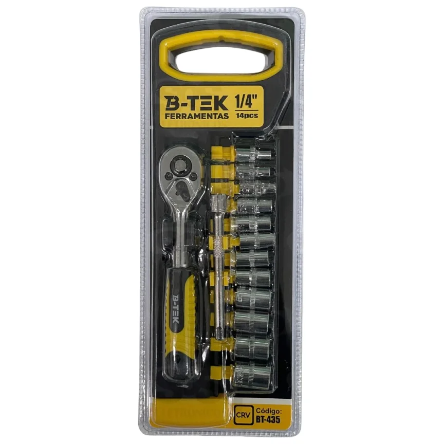 KIT JOGO DE SOQUETE COM 12 PEÇAS B-TEK