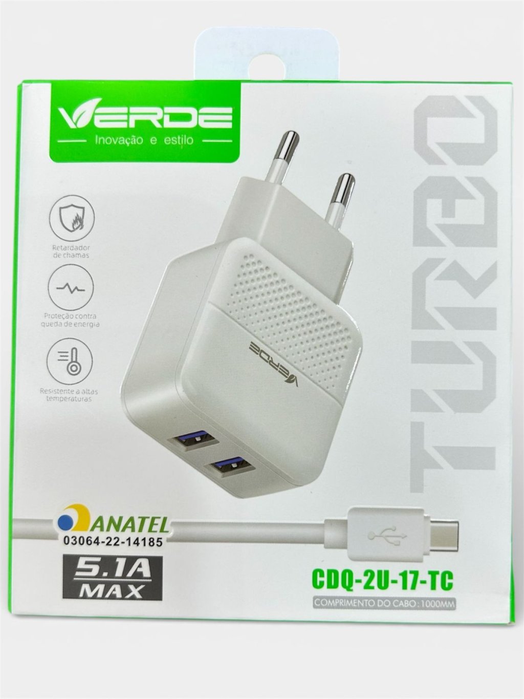 CARREGADOR USB TIPO C VERDE