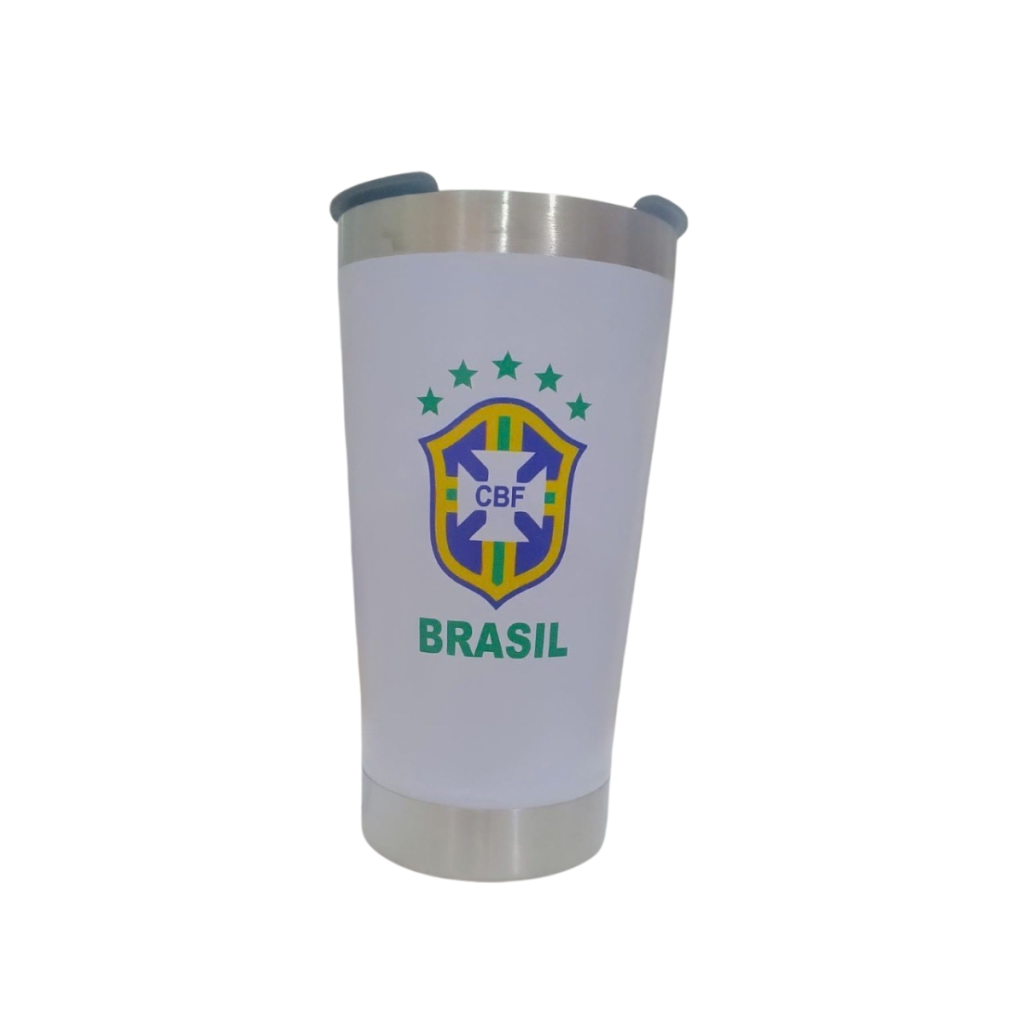 COPO BRASIL COM TAMPA E ABRIDOR 473ML - BRANCO