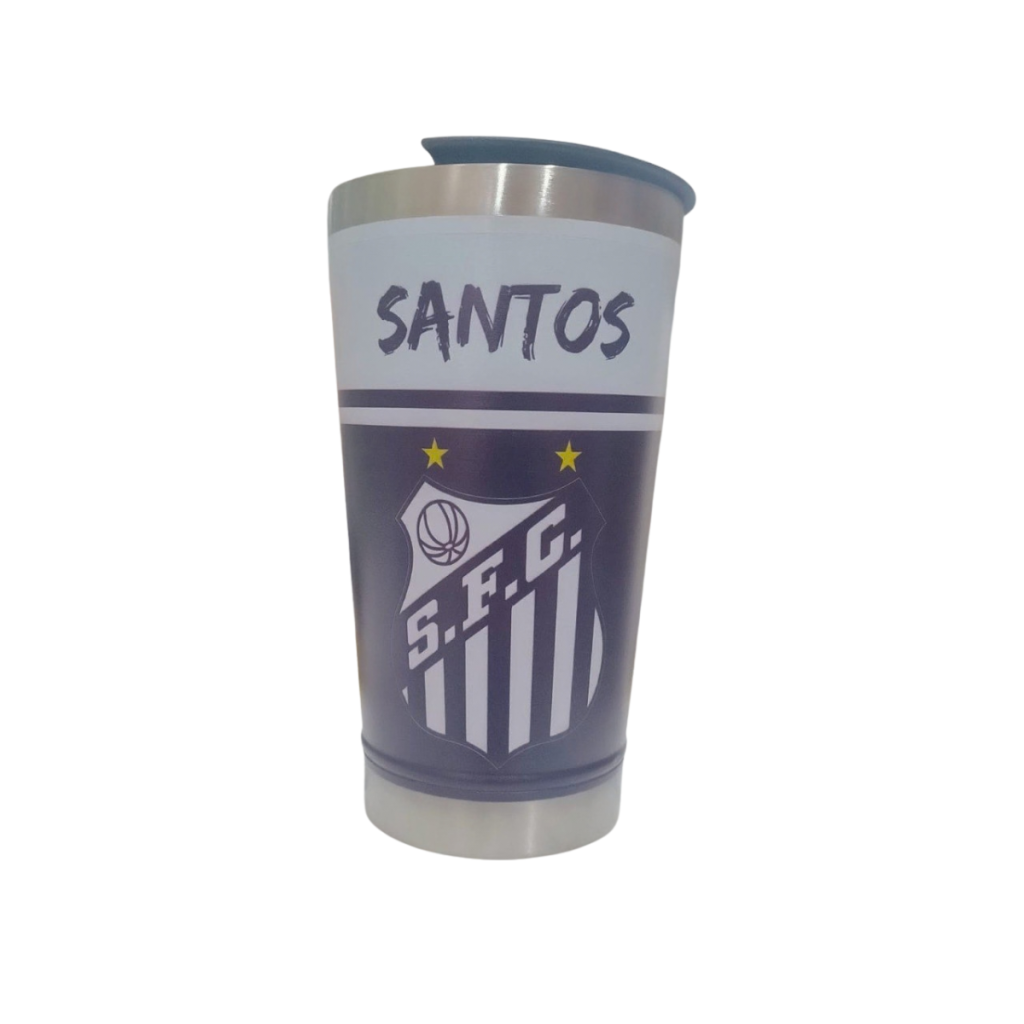 COPO 473ML PERSONALIZADO 3D COM TAMPA E ABRIDOR SANTOS