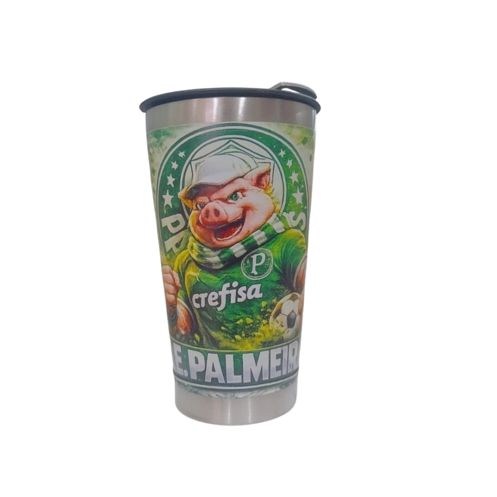 COPO 473ML PERSONALIZADO 3D COM TAMPA E ABRIDOR PALMEIRAS