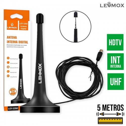 Antena para TV Interna Digital 5m Lehmox LEY-2292 Lehmox