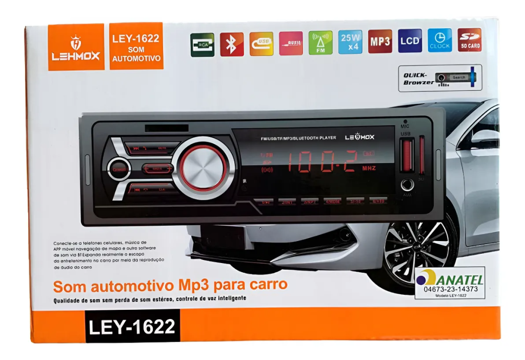 SOM AUTOMOTIVO MP3 AM/FM LEHMOX LEY-1622