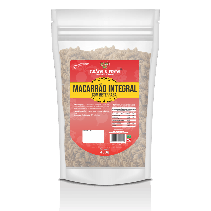 Macarrão integral com beterraba Grãos&Ervas