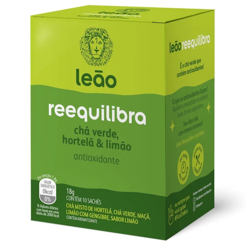 Chá Reequilibra Chá Verde, Hortelã e Limão - Leão 