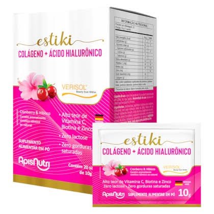 Colágeno Ácido Hialurônico Cranberry & Hibisco - Estiki