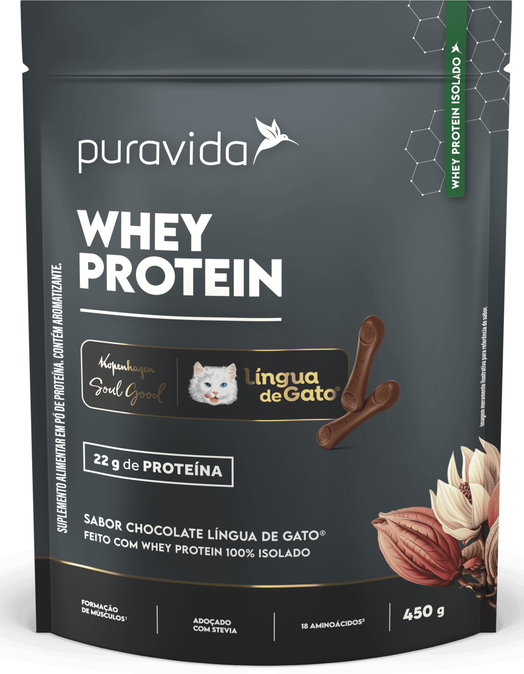Whey Protein Isolado Puravida - Sabor Língua de Gato Kopenhagen