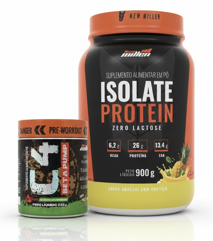 Combo Proteína Isolada (Isolate Protein) + Pré Treino C4 Beta Pump - New Millen
